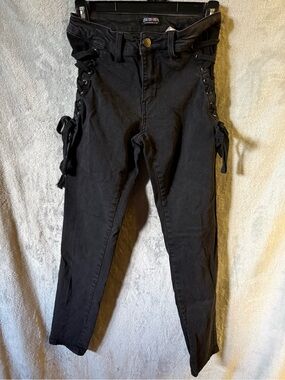 Fashion Nova Black Lace-Up Skinny Jeans